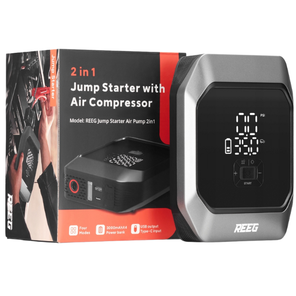 Urządzenie rozruchowe z kompresorem elektrycznym REEG Jump Starter Air Pump 2in1