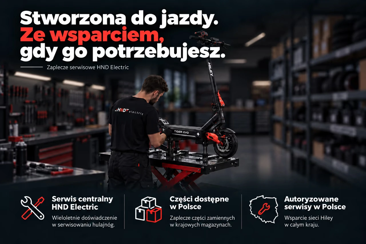 Serwis HND Electric — mechanik pracujący przy hulajnodze