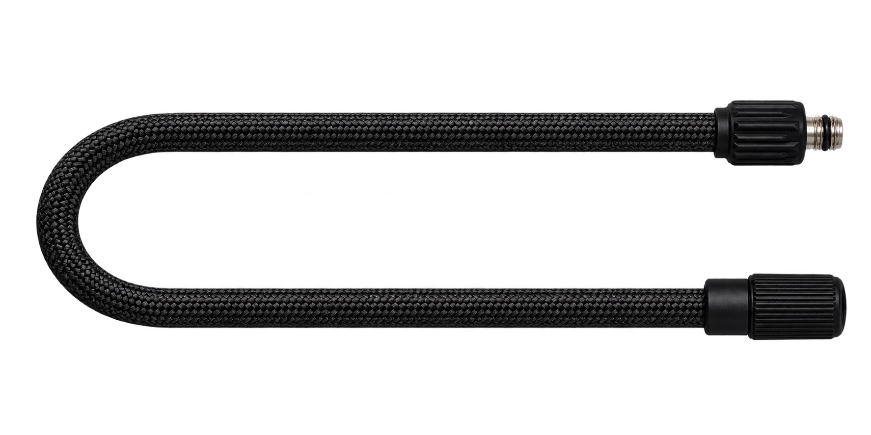 Wężyk: końcówka 1 z technologią Quick Connect do pompki, końcówka 2 z niezależnym systemem obrotowym do wentyla AV lub adaptera.